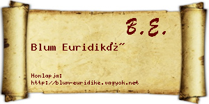 Blum Euridiké névjegykártya